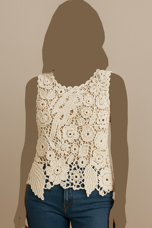 تاپ بافت ایرلندی زنانه با نخ ترک