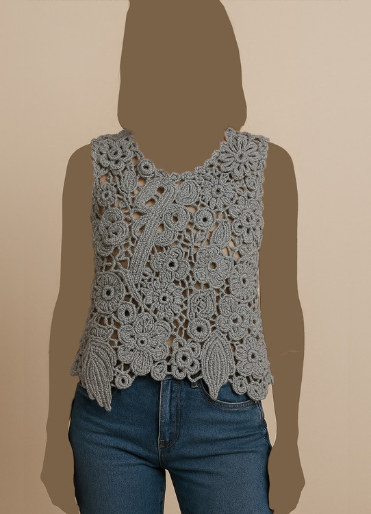 تاپ بافت ایرلندی زنانه با نخ ترک