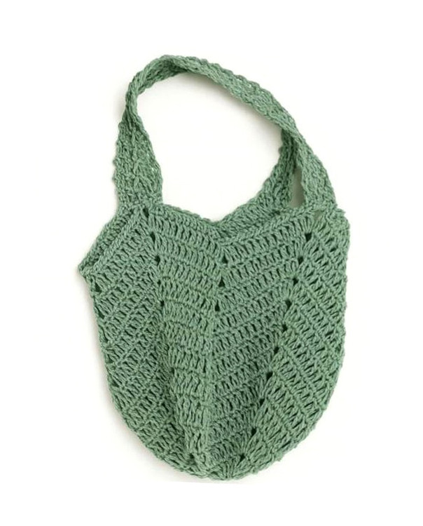 کیف زنانه قلاب بافی مدل گل لاله با نخ رافیا