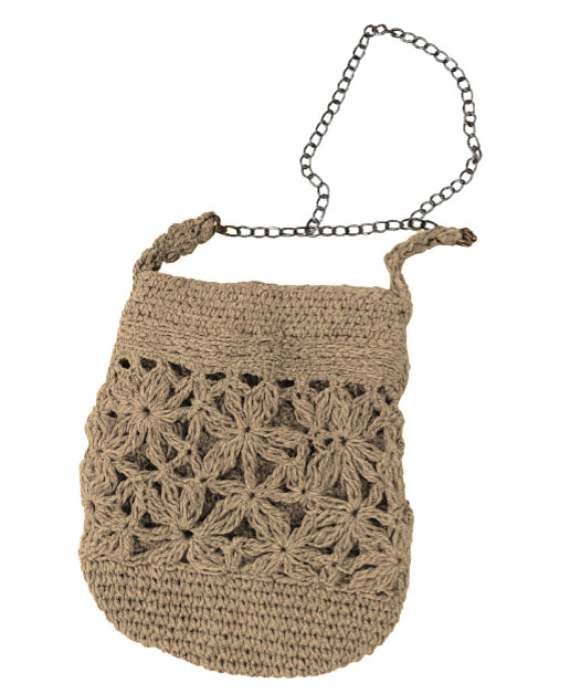 کیف مکرومه بافی دست باف زنانه، طرح باز گلدار