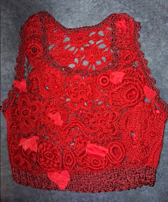 کراپ تاپ (نیم تنه) بافت ایرلندی دستباف زنانه