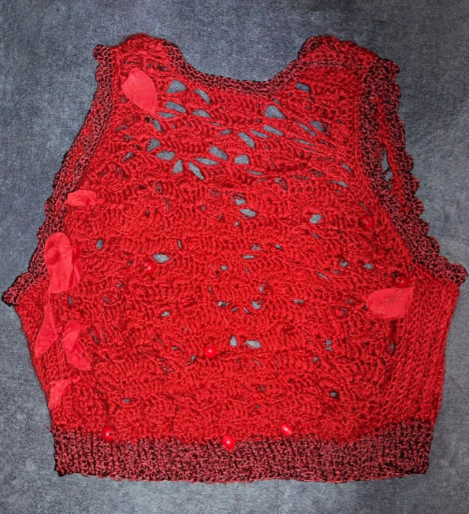 کراپ تاپ (نیم تنه) بافت ایرلندی دستباف زنانه