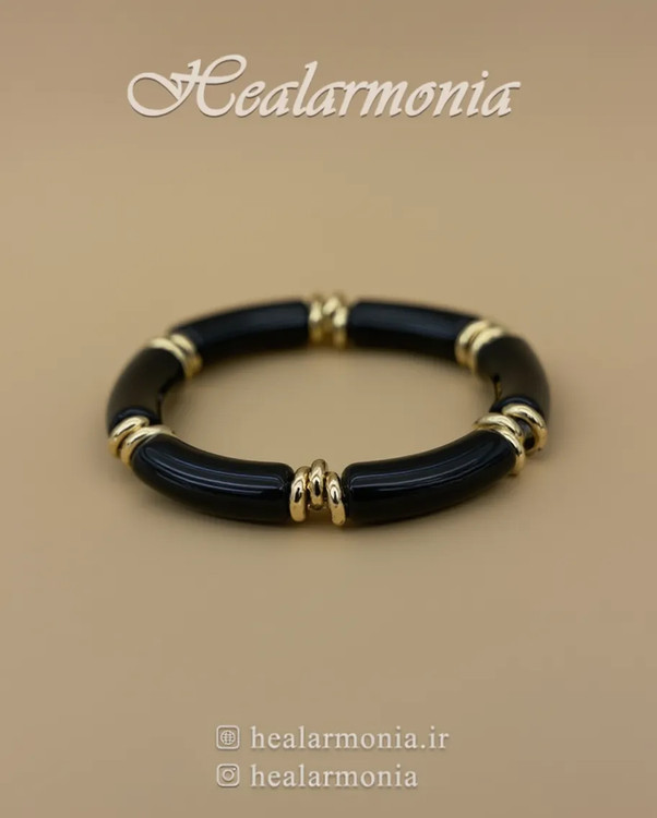 دستبند کشی رزینی طرح سنگ - مشکی