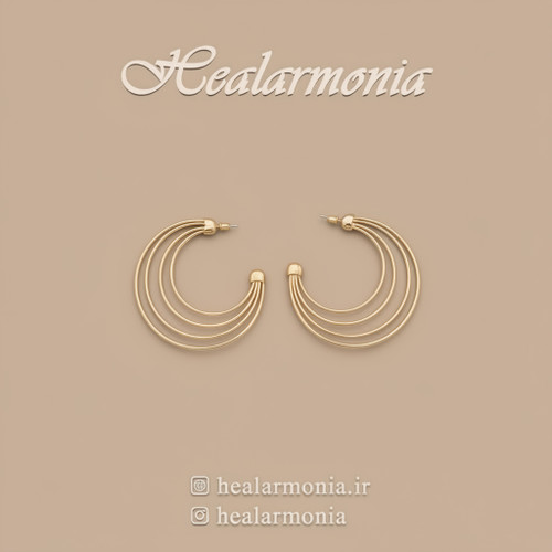 گوشواره حلقه ای چندلایه طلایی - وارداتی