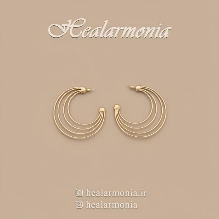 گوشواره حلقه ای چندلایه طلایی - وارداتی