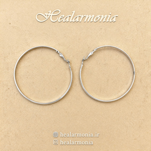 گوشواره حلقه ای میله ای نازک نقره ای - وارداتی