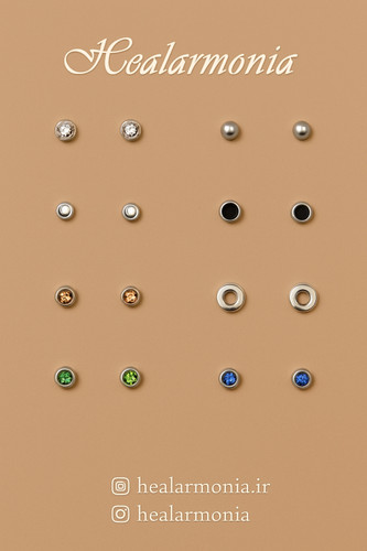 گوشواره های میخی میکس نقره ای پک 8 جفتی - وارداتی