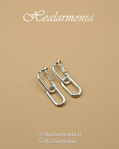 گوشواره حلقه ای زنجیری نقره ای - وارداتی