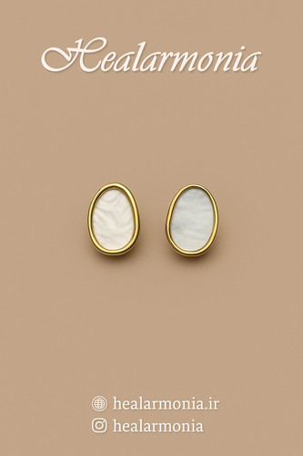 گوشواره صدفی میخی طلایی - وارداتی