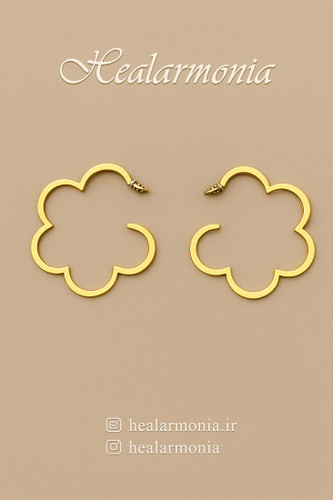 گوشواره حلقه ای طرح شبدر طلایی - وارداتی