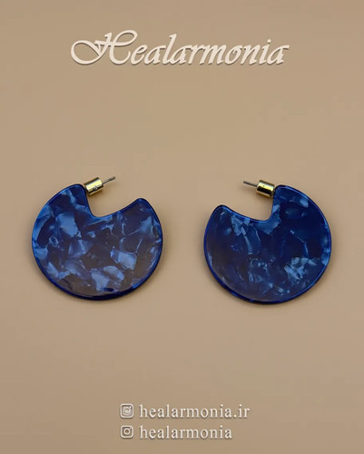 گوشواره رزینی مدرن طرح مرمر آبی کاربنی - وارداتی