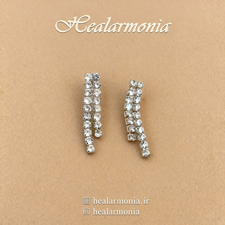 گوشواره نگین دار نقره ای - وارداتی