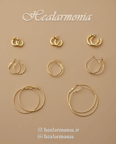 گوشواره های متنوع حلقه ای طلایی - وارداتی
