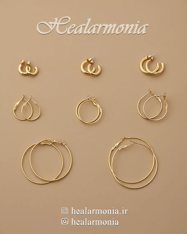 گوشواره های متنوع حلقه ای طلایی - وارداتی