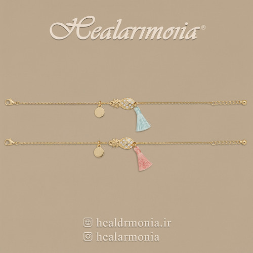 دستبند طرح آناناس نگین دار طلایی - وارداتی