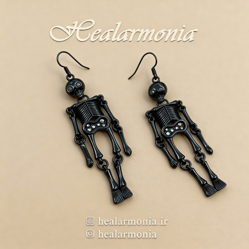 گوشواره طرح اسکلت مشکی - وارداتی