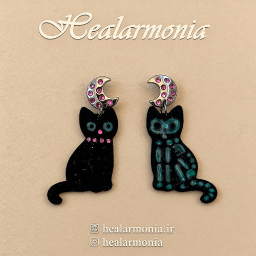 گوشواره فانتزی طرح گربه با رویه مخمل - وارداتی