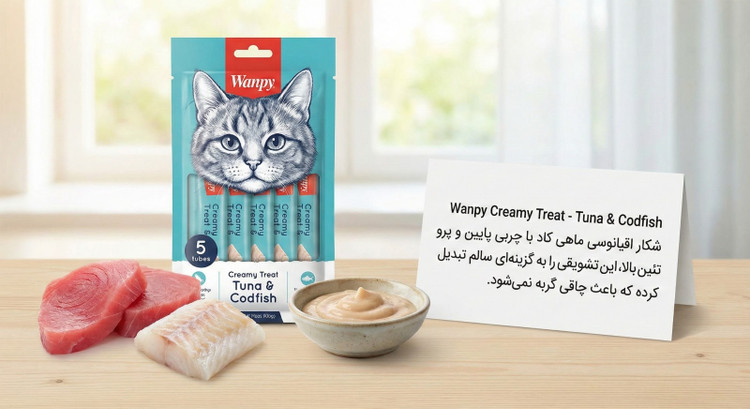 بستنی گربه ونپی طعم ماهی تن و ماهی کاد - بسته 5 عددی