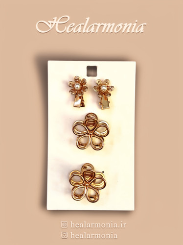 کلیپس و گیره مو فلزی طلایی سایز کوچک طرح گل - مجموعه 4 عددی