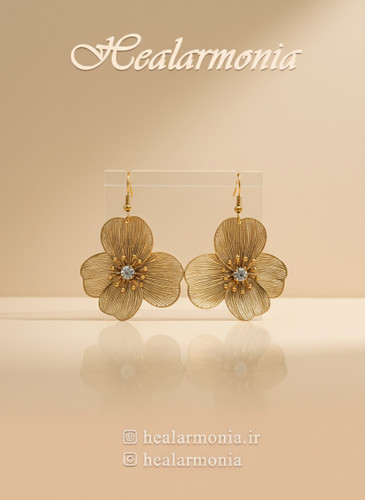 گوشواره طرح گل پینترستی طلایی برند I am - وارداتی