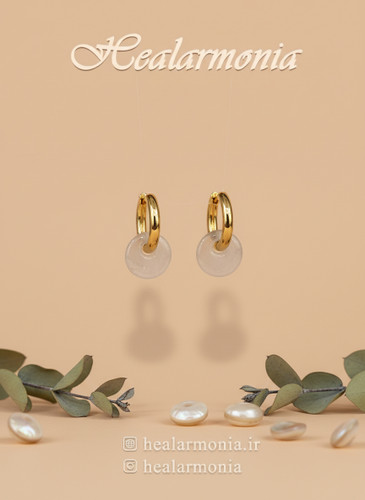گوشواره حلقه ای طلایی آویزدار صدفی برند تاش - وارداتی