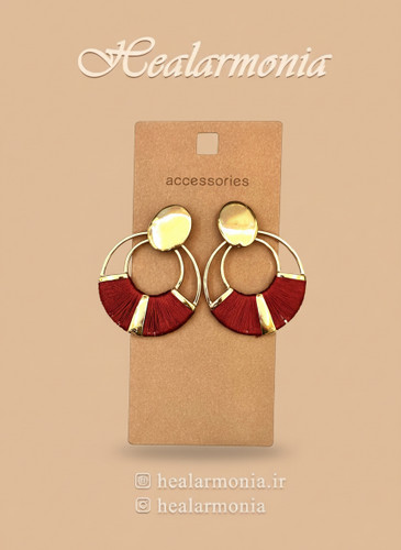 گوشواره آویز نخی زرشکی فشن برند اکسسورایز - وارداتی