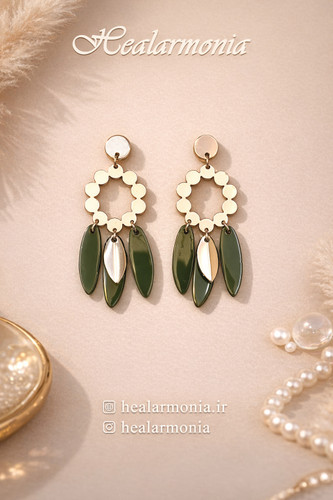 گوشواره آویزی پینترستی طلایی و سبز برند اکسسورایز - وارداتی